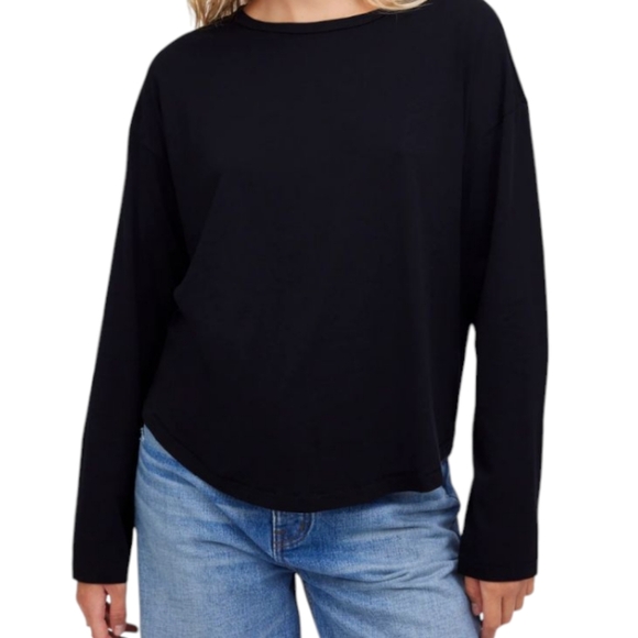 NWT Madewell Black Long Sleeve Ribbed T-Shirt Size 4X - Picture 1 of 7